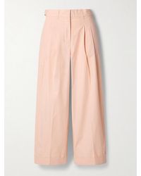 Proenza Schouler - Kyle Cropped Pleated Cotton-Poplin Wide-Leg Pants - Lyst