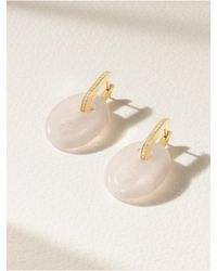 Jenna Blake - Boucles D'Oreilles En Or 18 Carats (750/1000) Quartz Rose Et Diamants Stone Mariner Link - Lyst