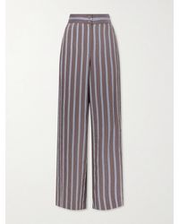 Veronica Beard - Striped Woven Wide-Leg Pants - Lyst