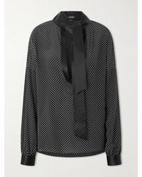 Tom Ford - Pussy-Bow Polka-Dot Silk-Satin Blouse - Lyst
