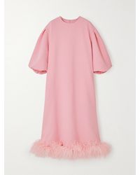 Huishan Zhang - Poppy Feather-Trimmed Recycled-Crepe Midi Dress - Lyst