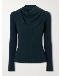 Zimmermann - Valiant Scarf-Detailed Ribbed-Knit Wool Sweater - Lyst