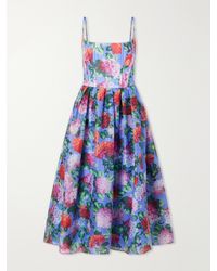 Carolina Herrera - Floral-Print Silk-Crepe Midi Dress - Lyst