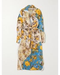 Acne Studios - Belted Cotton-Trimmed Floral-Print Cotton-Shell Coat - Lyst