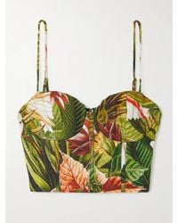 FARM Rio - Botanical Forest Cropped Floral-Print Linen-Blend Top - Lyst