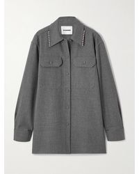 Jil Sander - Hemd Aus Wolle Mit Zierperlen - Lyst