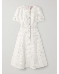 Carolina Herrera - Midikleid Aus Metallic-Tweed Mit Verzierungen Und Gürtel - Lyst