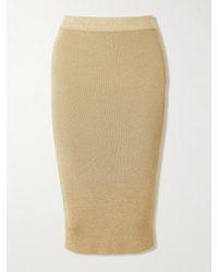 Stella McCartney - Metallic Ribbed-Knit Midi Skirt - Lyst
