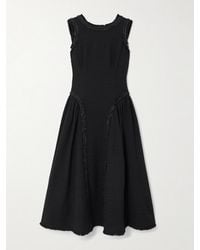 Self-Portrait - Open-Back Metallic-Trimmed Bouclé-Tweed Midi Dress - Lyst