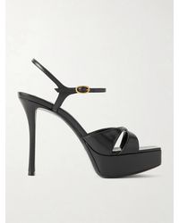 Saint Laurent - Debbie Leather Platform Sandals - Lyst