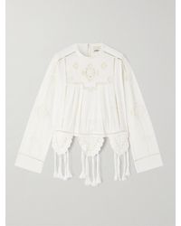 Isabel Marant - Severine Crochet And Macramé-Trimmed Pleated Cotton Top - Lyst