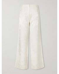 St. Agni - Wool And Silk-Blend Floral-Jacquard Cloqué Wide-Leg Pants - Lyst