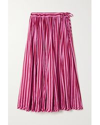 Zimmermann + Net Sustain Swing Gathered Striped Cotton-voile Maxi Skirt - Pink