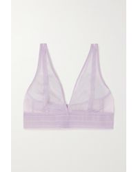 Else Bare Lace-trimmed Tulle Soft-cup Bra - Purple