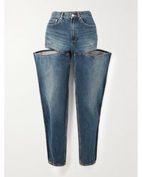 Area - Hoch Sitzende Jeans Mit Weitem Bein, Cut-Outs Und Kristallen - Lyst
