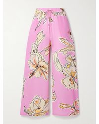 Aje. - Mirella Floral-Print Silk Wide-Leg Pants - Lyst