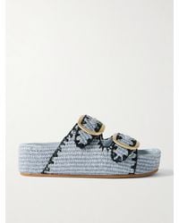 Loeffler Randall - Theo Pantoletten Aus Raffiabast Mit Stickereien Plateau - Lyst