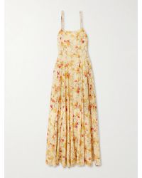 Posse - Robe Longue En Voile De Coton Mélangé Imprimé Paloma - Lyst