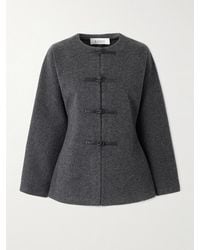 Rohe - Cardigan Aus Wolle Mit Lederbesätzen - Lyst