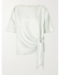 Loulou de Saison - Mano Knotted Silk-Twill Blouse - Lyst