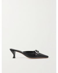 BY FAR - Evelyn Buckled Leather Mules - Lyst