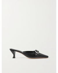 BY FAR - Evelyn Buckled Leather Mules - Lyst