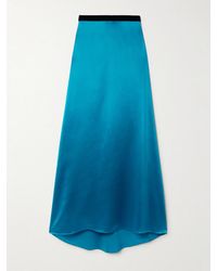 Valentino Garavani - Velvet-Trimmed Satin-Crepe Maxi Skirt - Lyst