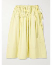 LIBEROWE - Eve Tie-Detailed Cotton And Silk-Blend Midi Skirt - Lyst
