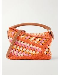 Loewe - Paula's Ibiza Puzzle Edge Mini Leather-Trimmed Crocheted Raffia Shoulder Bag - Lyst