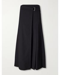 Brunello Cucinelli - Pleated Wool-Blend Wrap Midi Skirt - Lyst