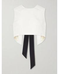 Lanvin - Bow-Detailed Cropped Silk-Cady Top - Lyst