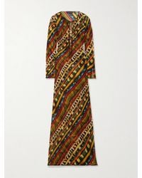 Siedres - Magy Maxikleid Aus Bedrucktem Georgette Mit Bändern - Lyst