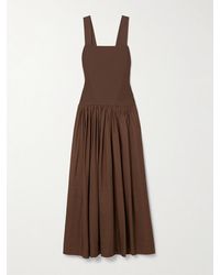 La Ligne - Stretch-Knit And Gathered Linen-Blend Midi Dress - Lyst