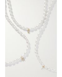STONE AND STRAND - Initial 10-Karat, Pearl And Diamond Necklace - Lyst