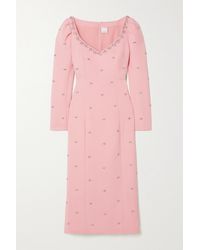 Huishan Zhang Nico Crystal-embellished Crepe Midi Dress - Pink
