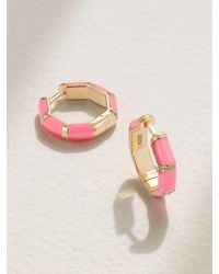 L'Atelier Nawbar - Bamboo 18-Karat, Enamel And Diamond Hoop Earrings - Lyst