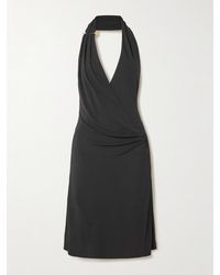 Versace - Neckholder-Kleid Aus Stretch-Jersey Mit Raffungen Und Verzierung - Lyst