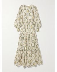 Agua Bendita - Net Sustain Nuez Tiered Printed Linen Maxi Dress - Lyst