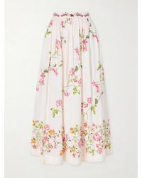 Agua Bendita - Tangelo Floral-Print Linen Maxi Skirt - Lyst