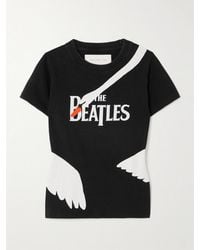 Conner Ives - Swan Appliquéd Printed Cotton-Jersey T-Shirt - Lyst