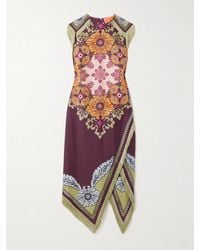 La DoubleJ - Valkyrie Asymmetric Fringed Printed Silk Dress - Lyst