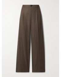 Vince - Houndstooth Pleated Woven Wide-Leg Pants - Lyst