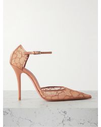 AMINA MUADDI - Barbara Pumps Aus Schnurgebundener Spitze Mit Satinbesätzen - Lyst