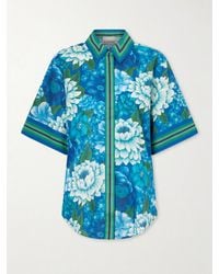 ALÉMAIS - Margo Striped Floral-Print Organic Cotton-Voile Shirt - Lyst
