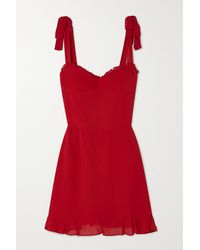 Reformation + Net Sustain Christine Ruffled Georgette Mini Dress - Red