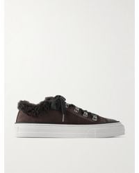 Brunello Cucinelli - Sneakers Aus Veloursleder Mit Shearling-Futter Und Zierperlen - Lyst