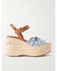 Chloé - Leather-Trimmed Striped Canvas Platform Sandals - Lyst