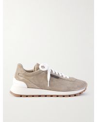 Brunello Cucinelli - Sneakers Aus Veloursleder Mit Zierperlen - Lyst