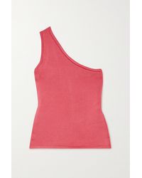 Calle Del Mar Cropped One-shoulder Stretch-knit Top - Pink