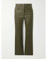 JOSEPH - Duke Cropped Leather Flared Pants - Lyst